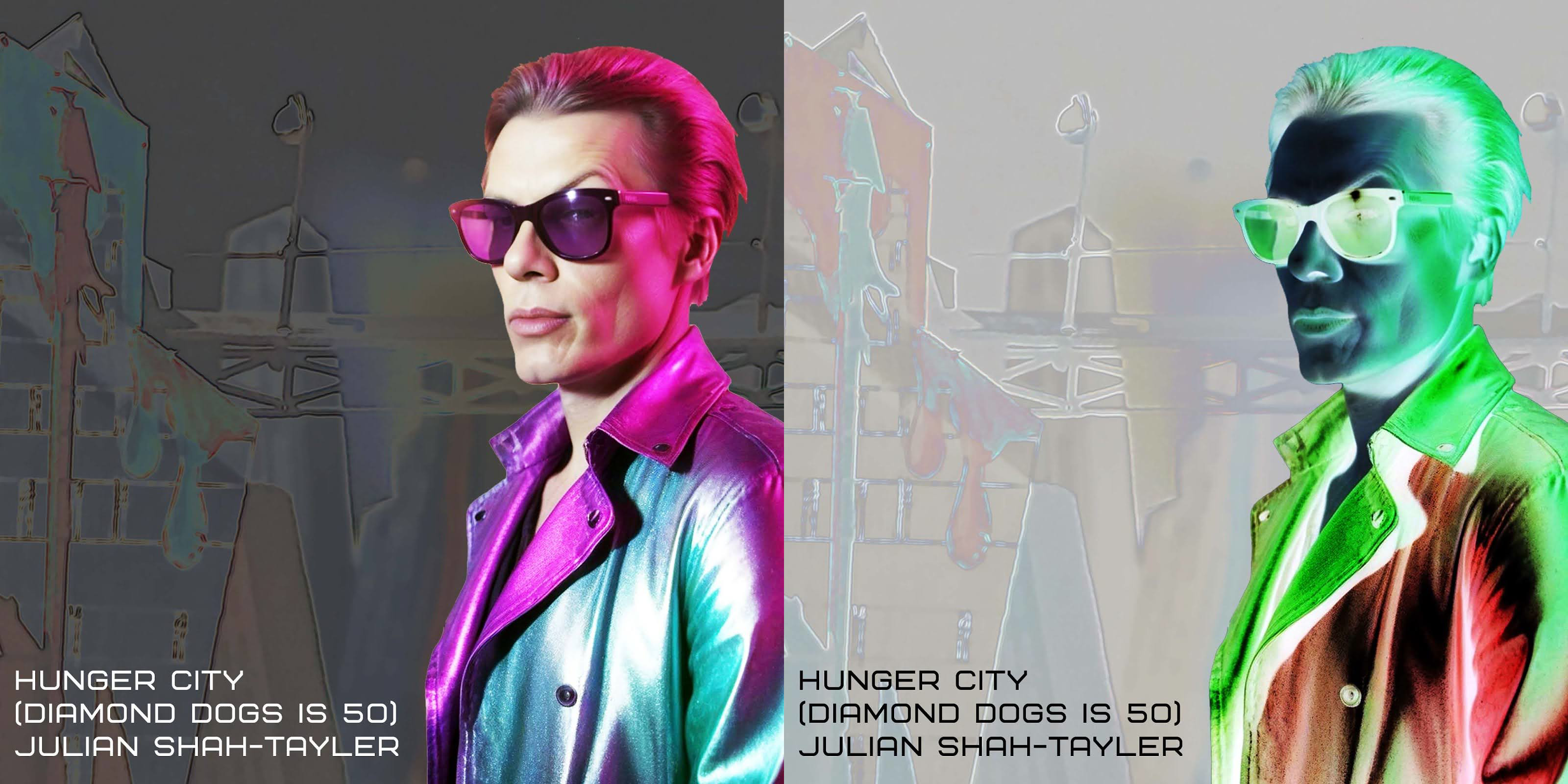 Album cover for Julian Shah-Tayler's "Hunger City: Diamond Dogs 50th Anniversary Tribute"